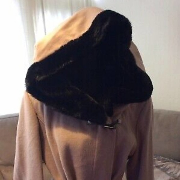 CALVIN Klein Thistle‎ Faux Fur-Trimmed Wool Blend Belted Coat plus size XXL, XL - Picture 15 of 15